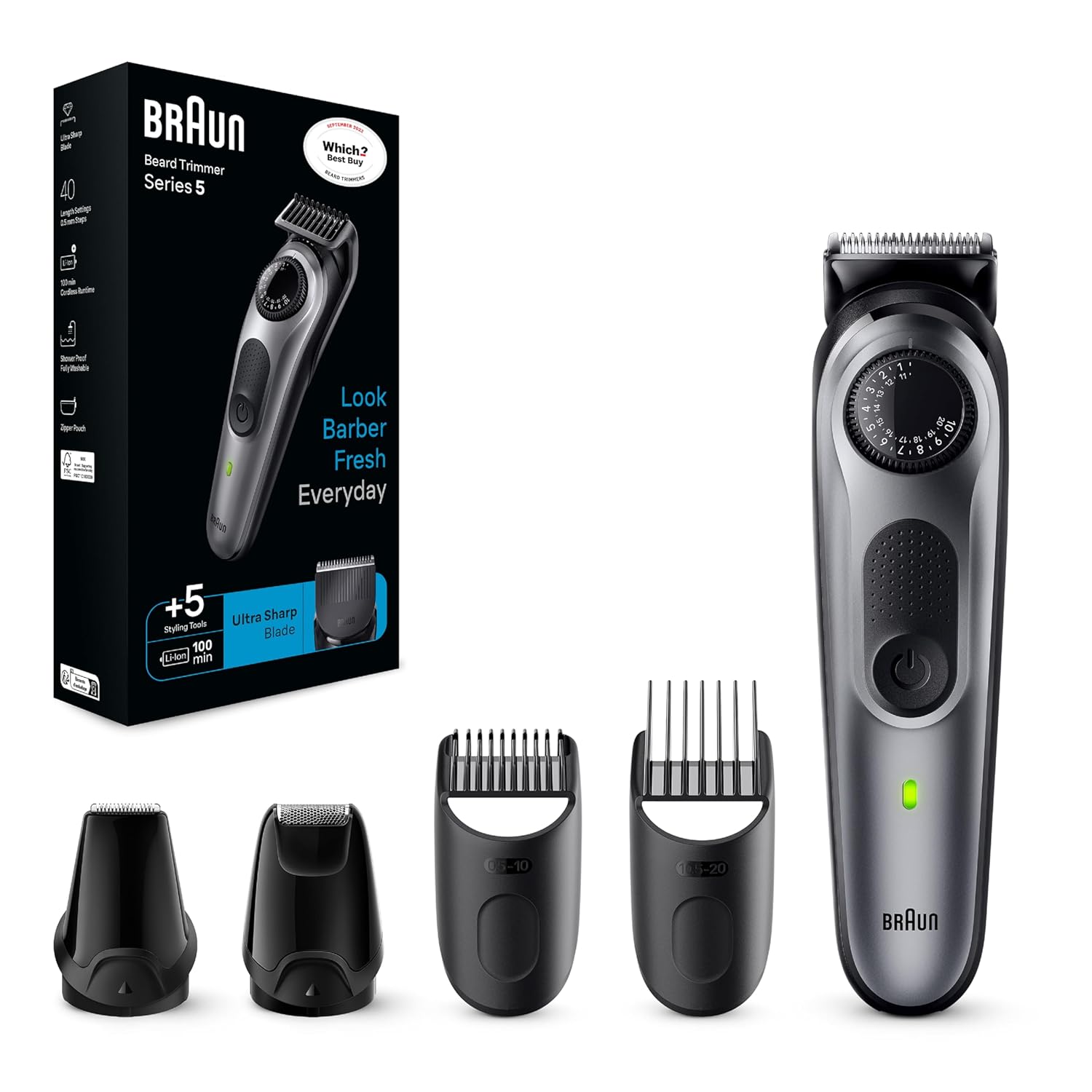 Where Science Meets Beauty Product Braun Beard Trimmer Series 5 Beard & Hair Clippers Braun Beard Trimmer Series 5 & Hair Clippers cordless waterproof with 39 length settings silver black