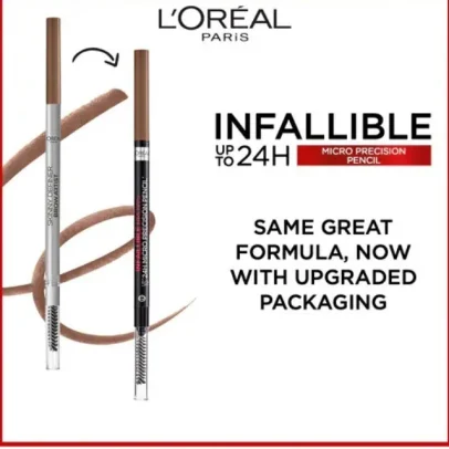 L'Oreal Paris Infallible Eyebrow 24H Filling Triangular Pencil 7.0 Blonde with spoolie brush