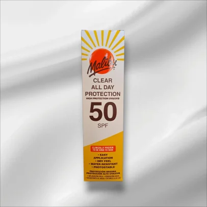 Malibu Clear All Day Protection SPF50 250ml water resistant sunscreen spray with dry feel